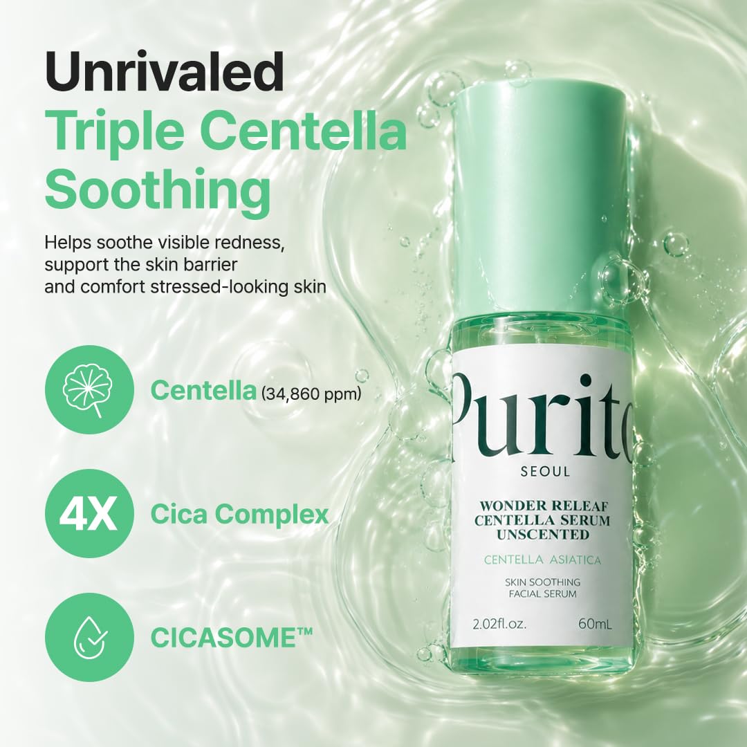 Détails du flacon de sérum Centella PURITO avec étiquette