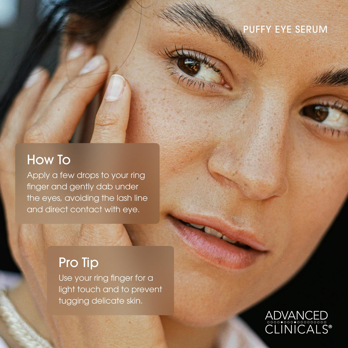 Détails du flacon de sérum contour des yeux Advanced Clinicals