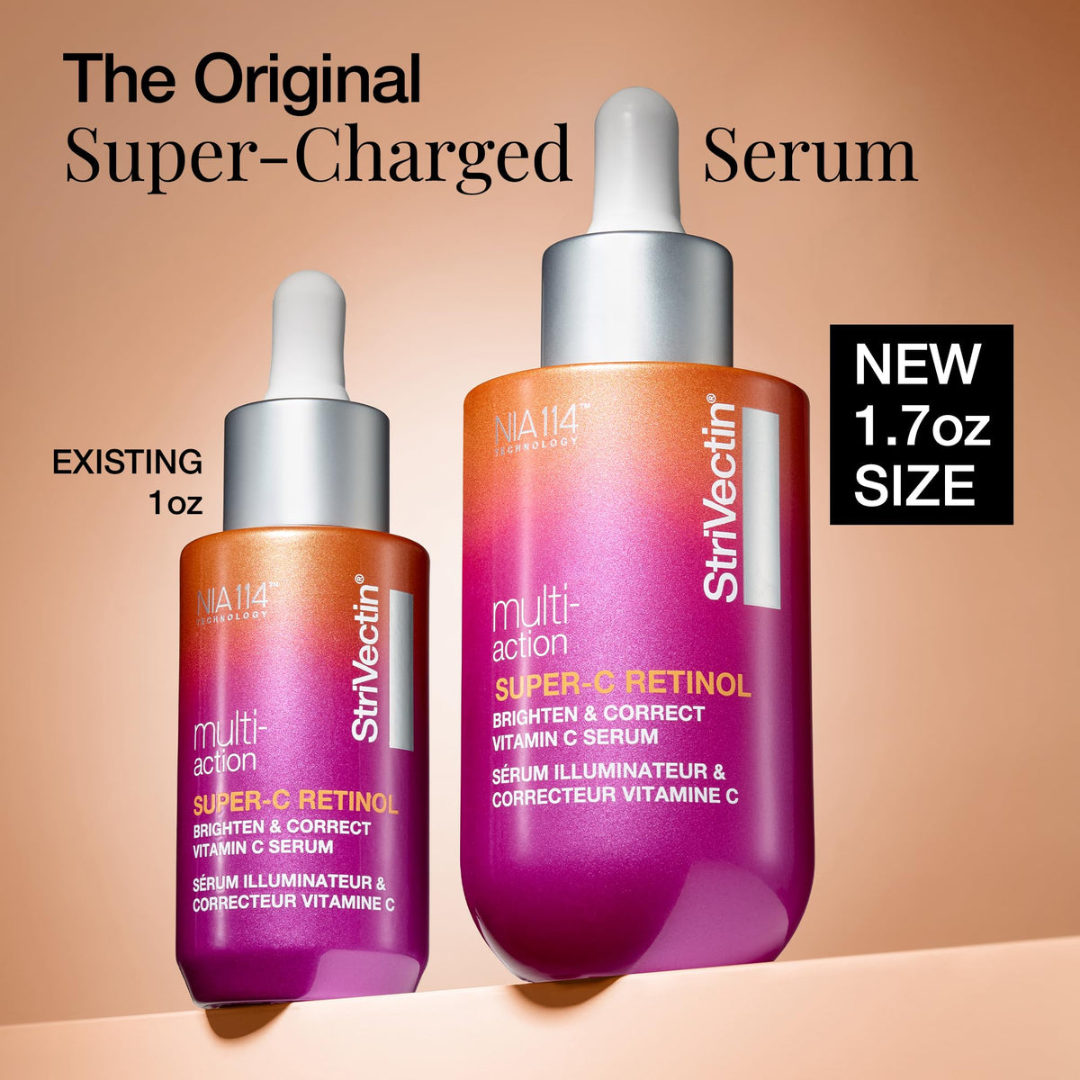 Détails du flacon de sérum StriVectin avec étiquette
