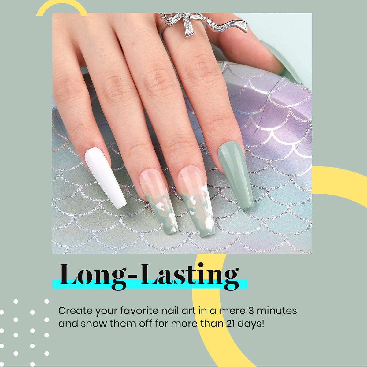 Détails du flacon de vernis gel vert sauge 15ml