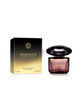 Détails du flacon de Versace Crystal Noir avec bouchon