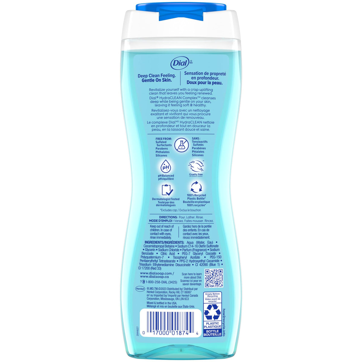 Détails du gel douche Dial avec HYDRACLEAN COMPLEX et vitamine E