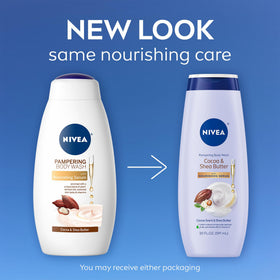 Détails du gel douche NIVEA au beurre de cacao et de karité, texture crémeuse