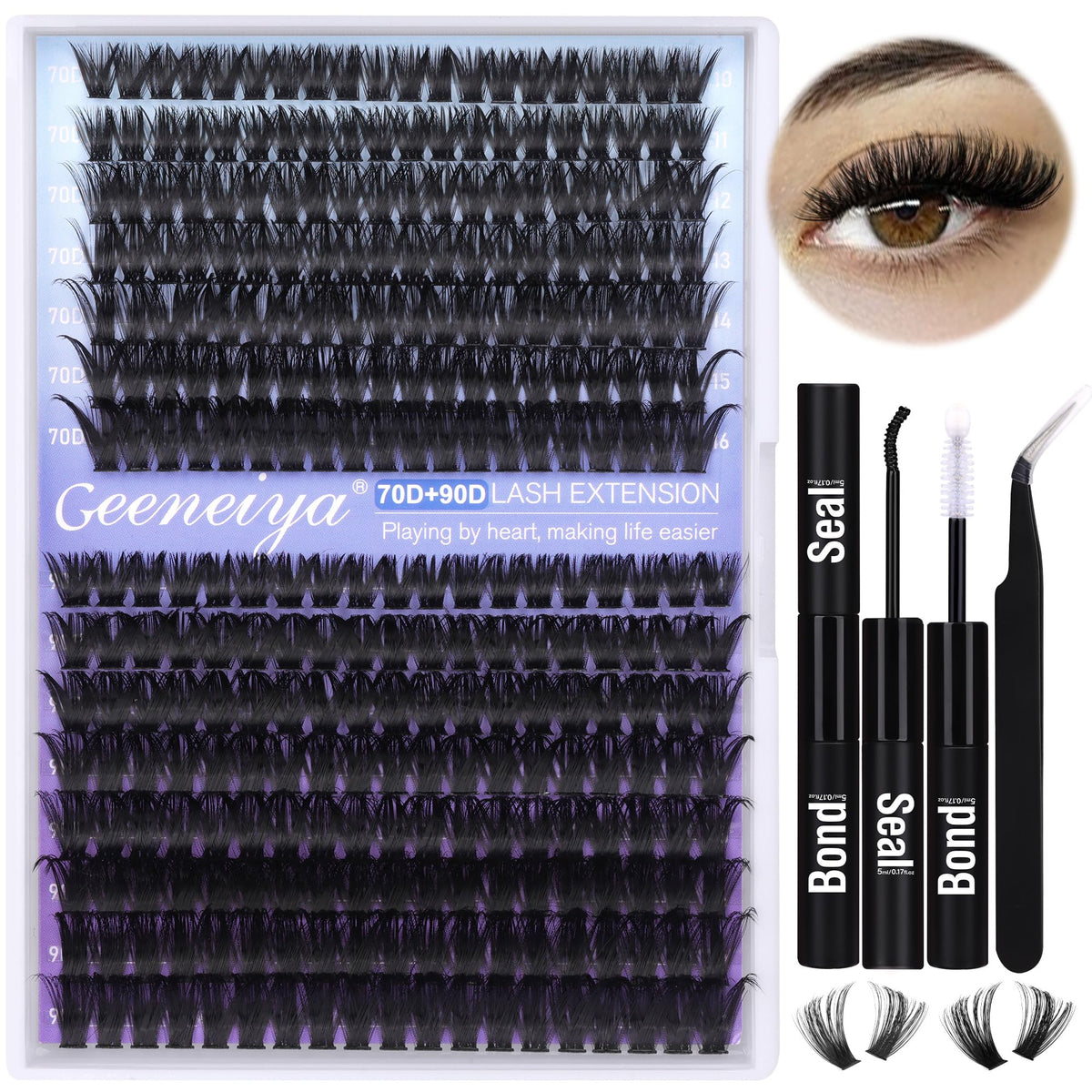 Détails du kit d'extensions de cils Geeneiya