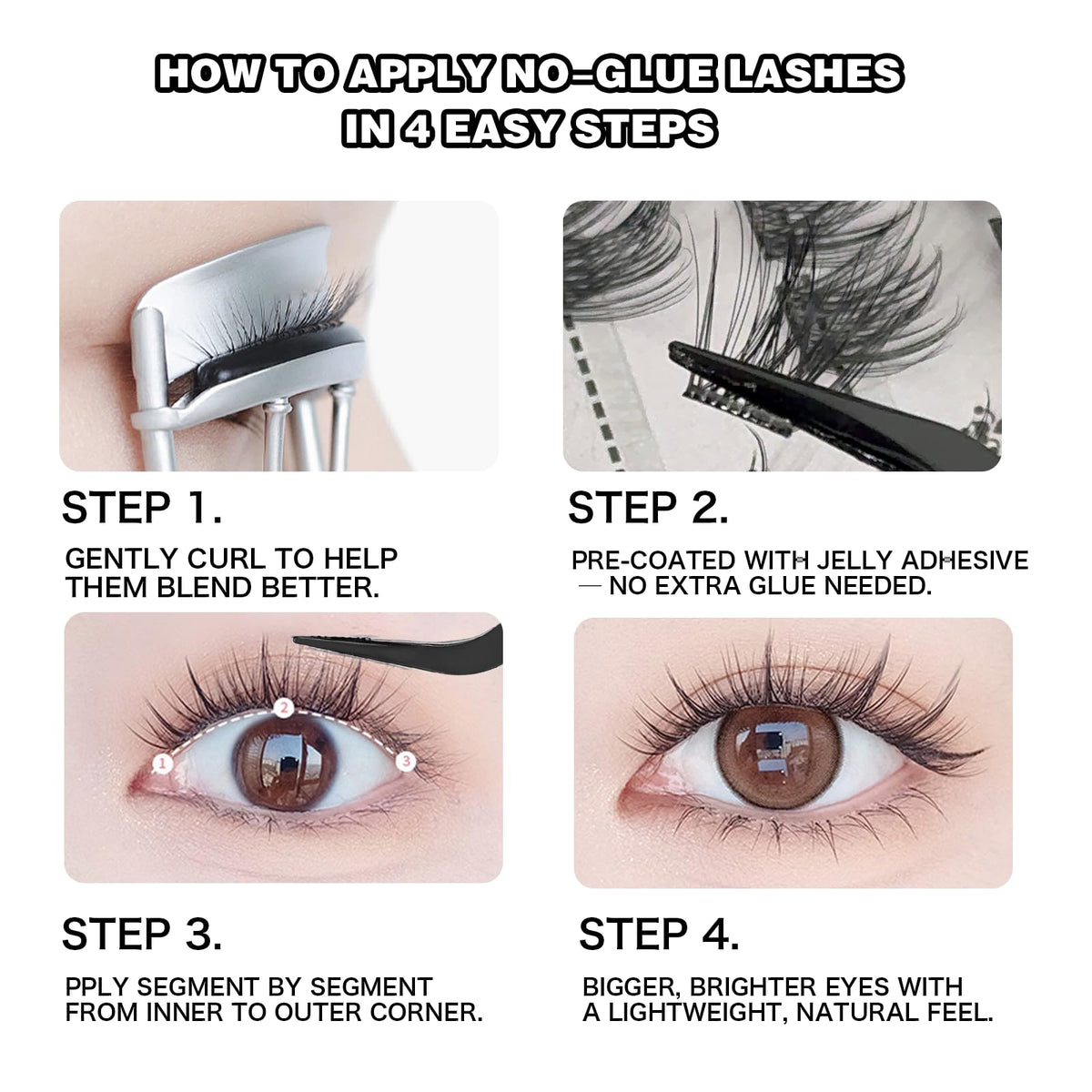 Détails du kit de cils Wispy CoFier avec accessoires