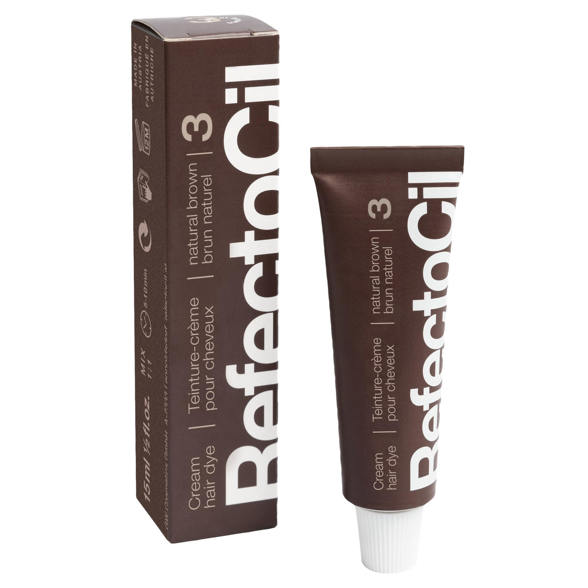 Détails du kit de teinture RefectoCil, comprenant la crème et le développeur