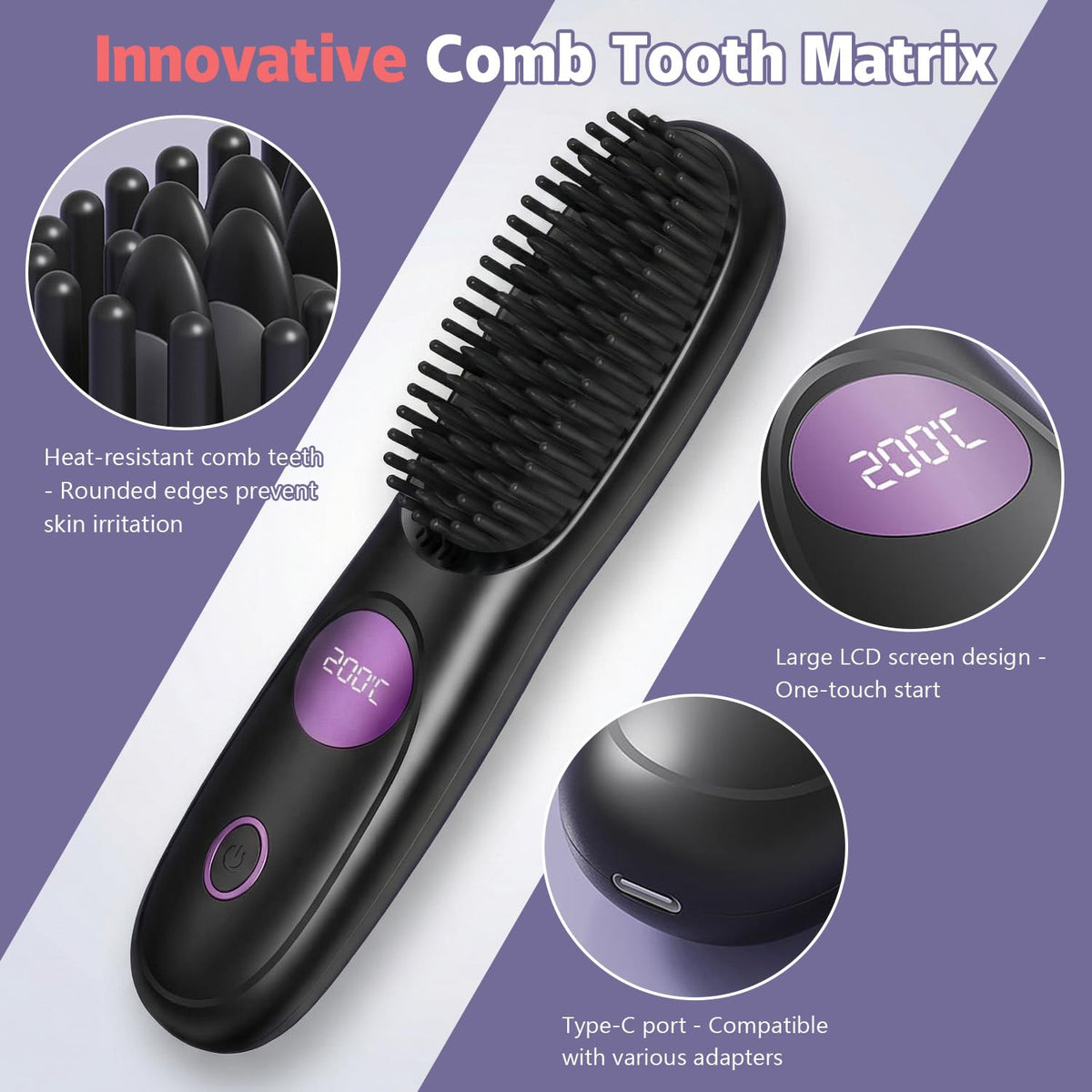 Détails du lisseur de cheveux UILSPNG Go Brush Pro avec céramique