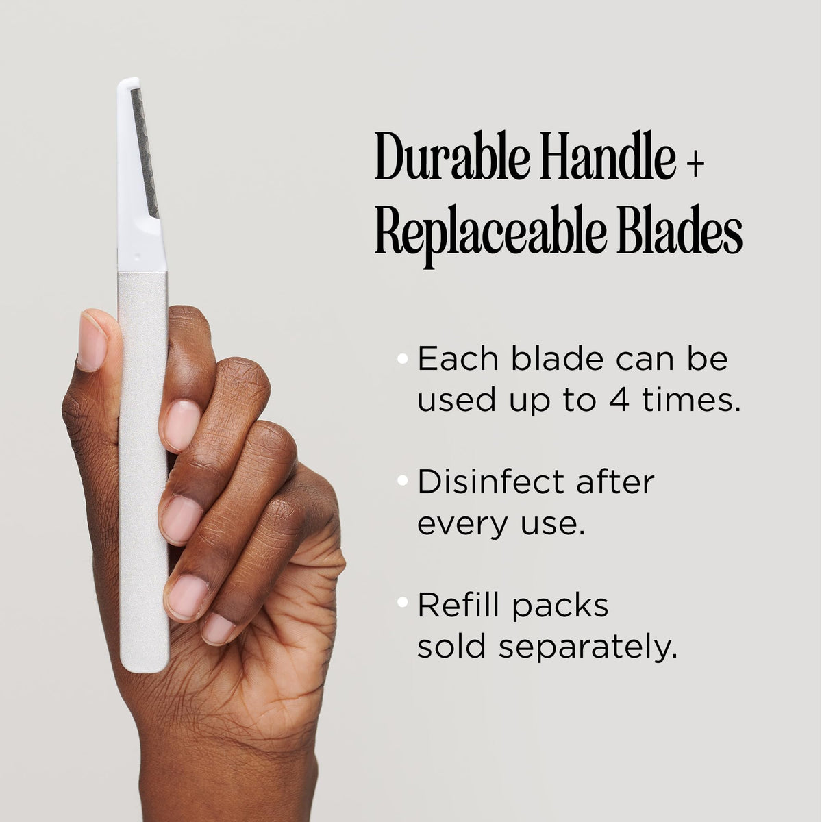 Détails du manche en aluminium de l'outil de dermaplaning