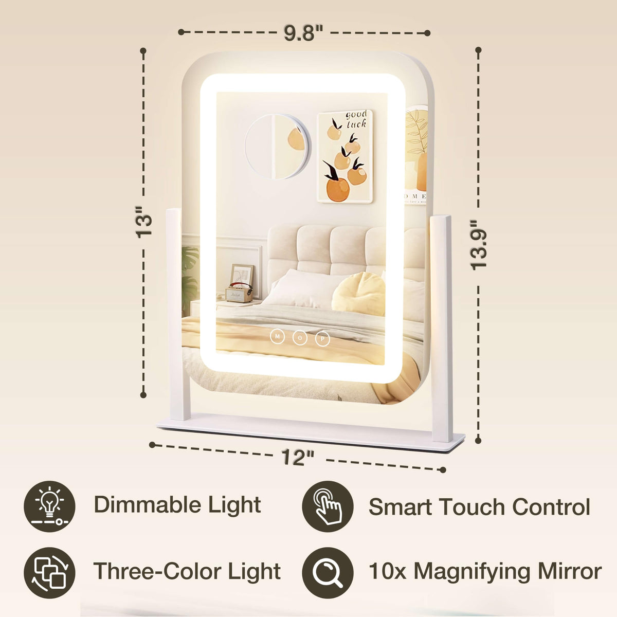 Détails du miroir de maquillage avec contrôle tactile