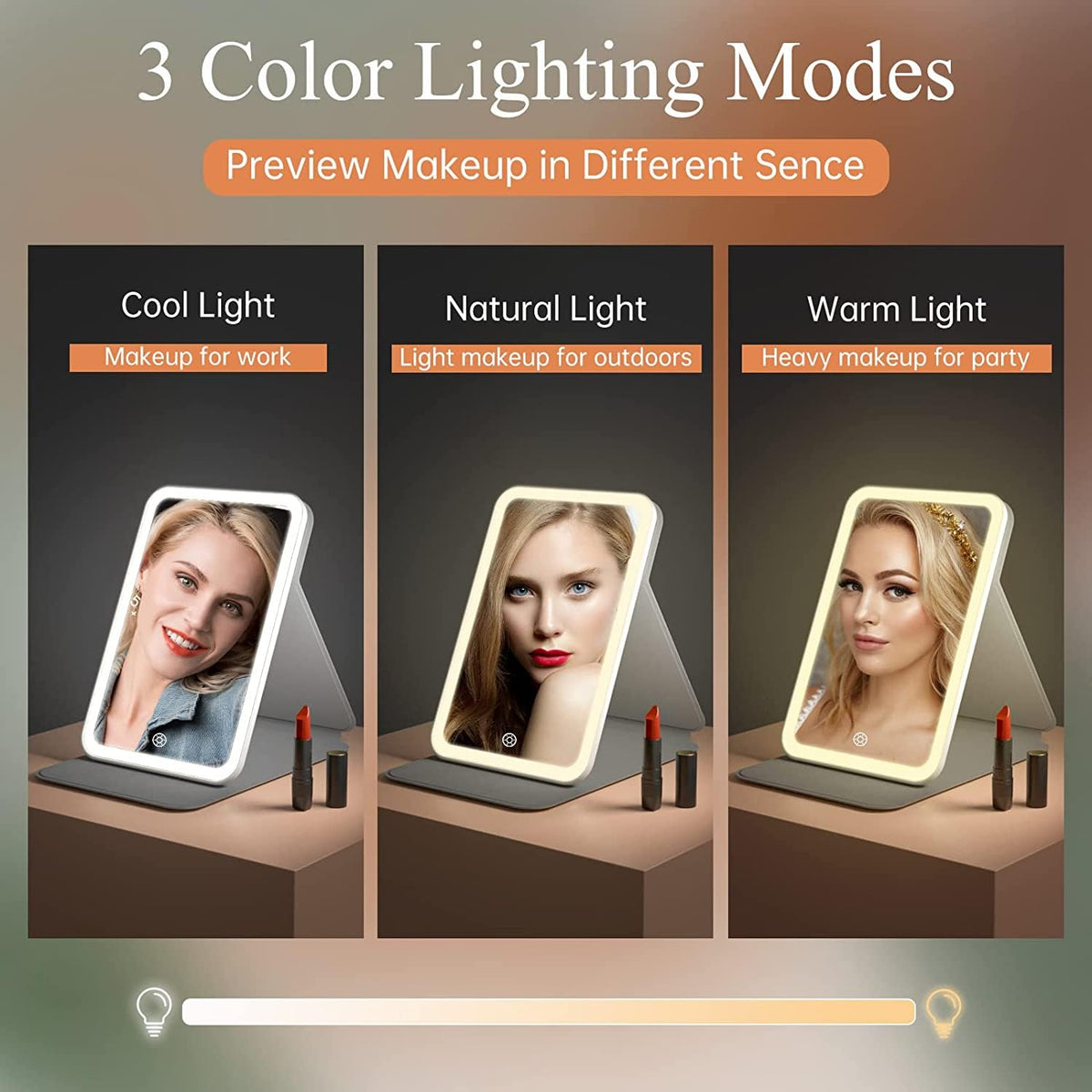 Détails du miroir de maquillage FUNTOUCH avec éclairage LED