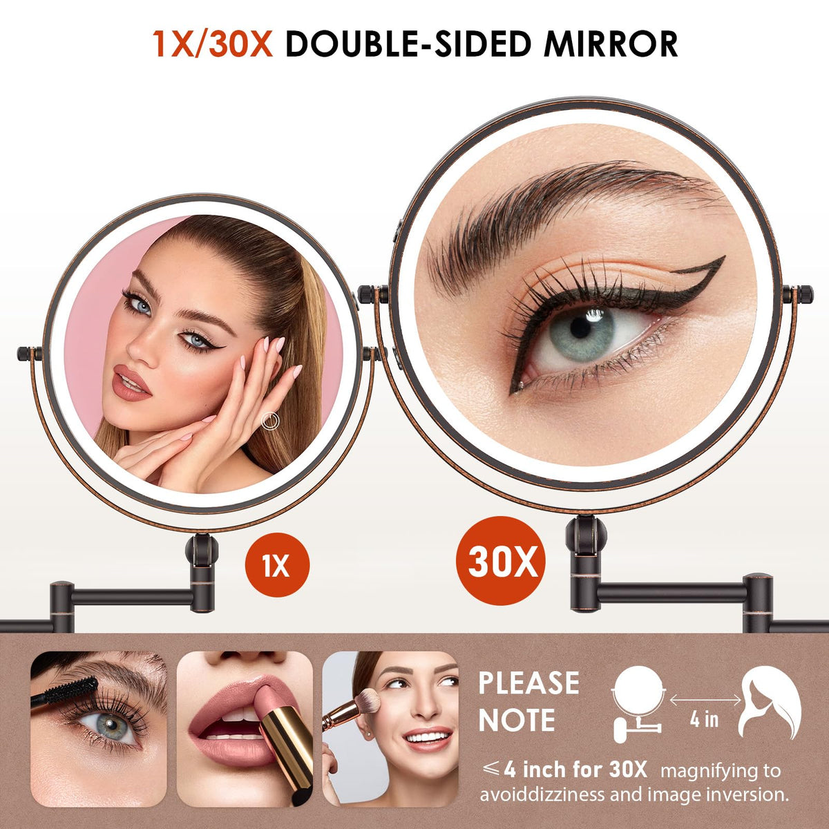 Détails du miroir de maquillage ZLOKLA avec grossissement 30X