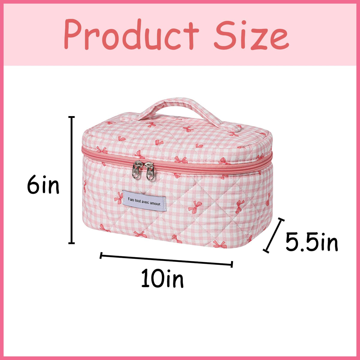 Détails du motif floral de la trousse de maquillage uekeboag
