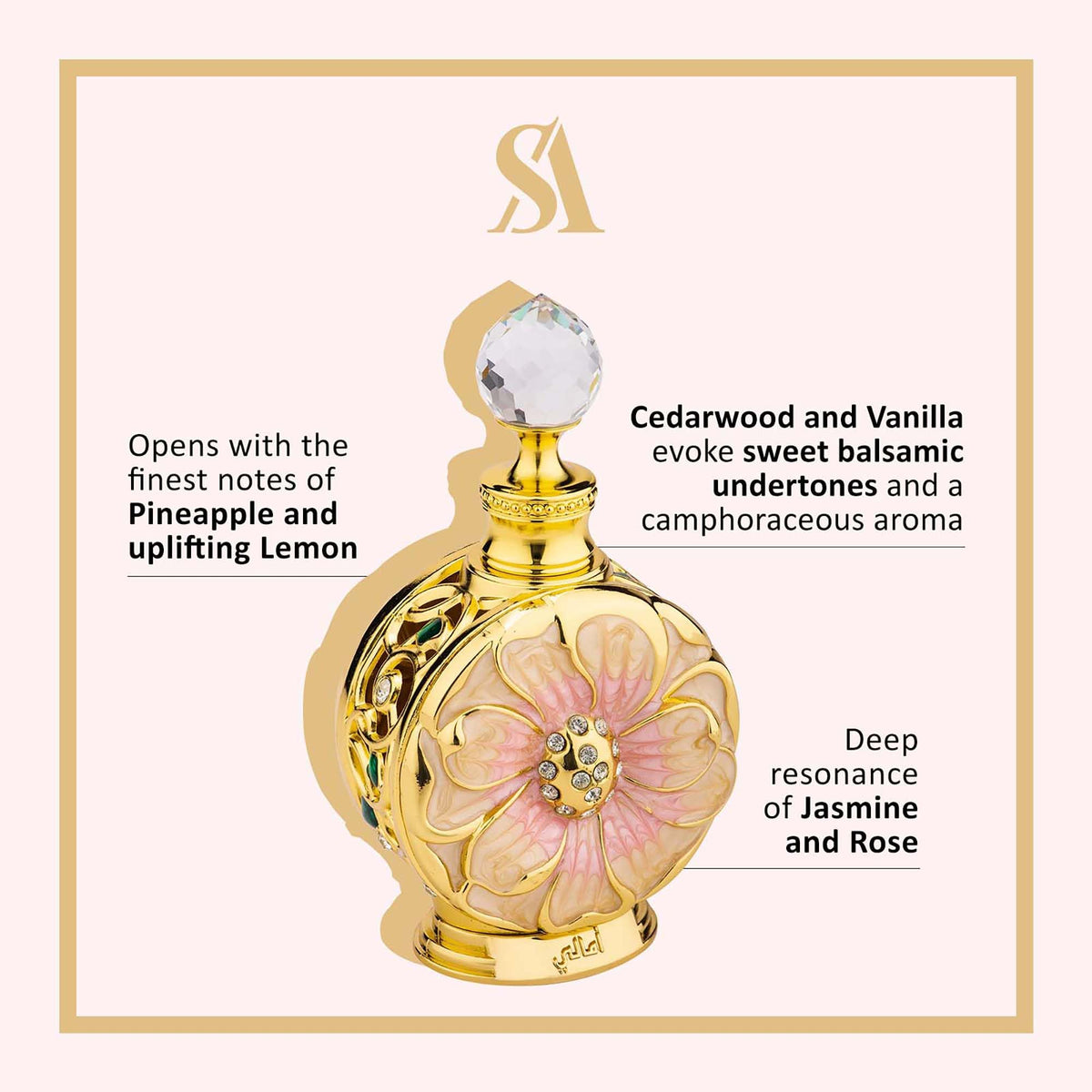 Détails du parfum Amaali Swiss Arabian avec notes d'ananas et citron