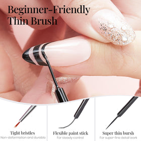 Détails du pinceau fin du gel de nail art noir