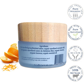 Détails du pot de baume au tallow AzulBotanicals