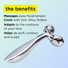 Détails du roller facial Pacifica avec rouleaux réfrigérés en préparation pour l'utilisation
