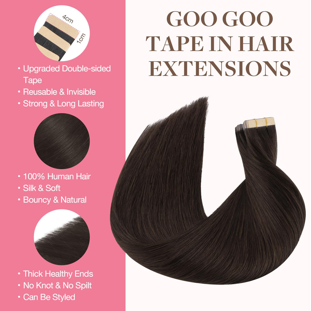 Détails du ruban adhésif des extensions GOO GOO
