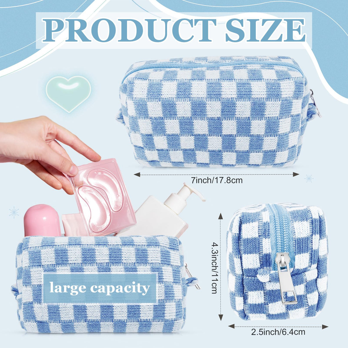 Détails du sac à maquillage Giesiery avec fermeture éclair en métal