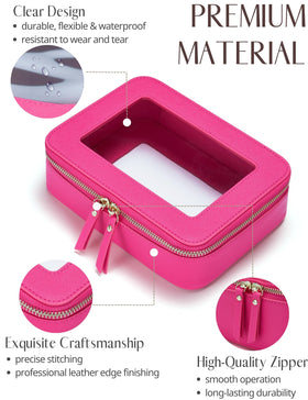 Détails du simili cuir saffiano de la trousse Popvibe en rose