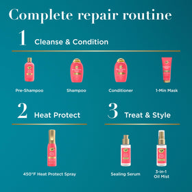 Détails du spray OGX Bond Protein avec texture légère