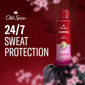 Détails du spray Old Spice Karma avec notes de cerise