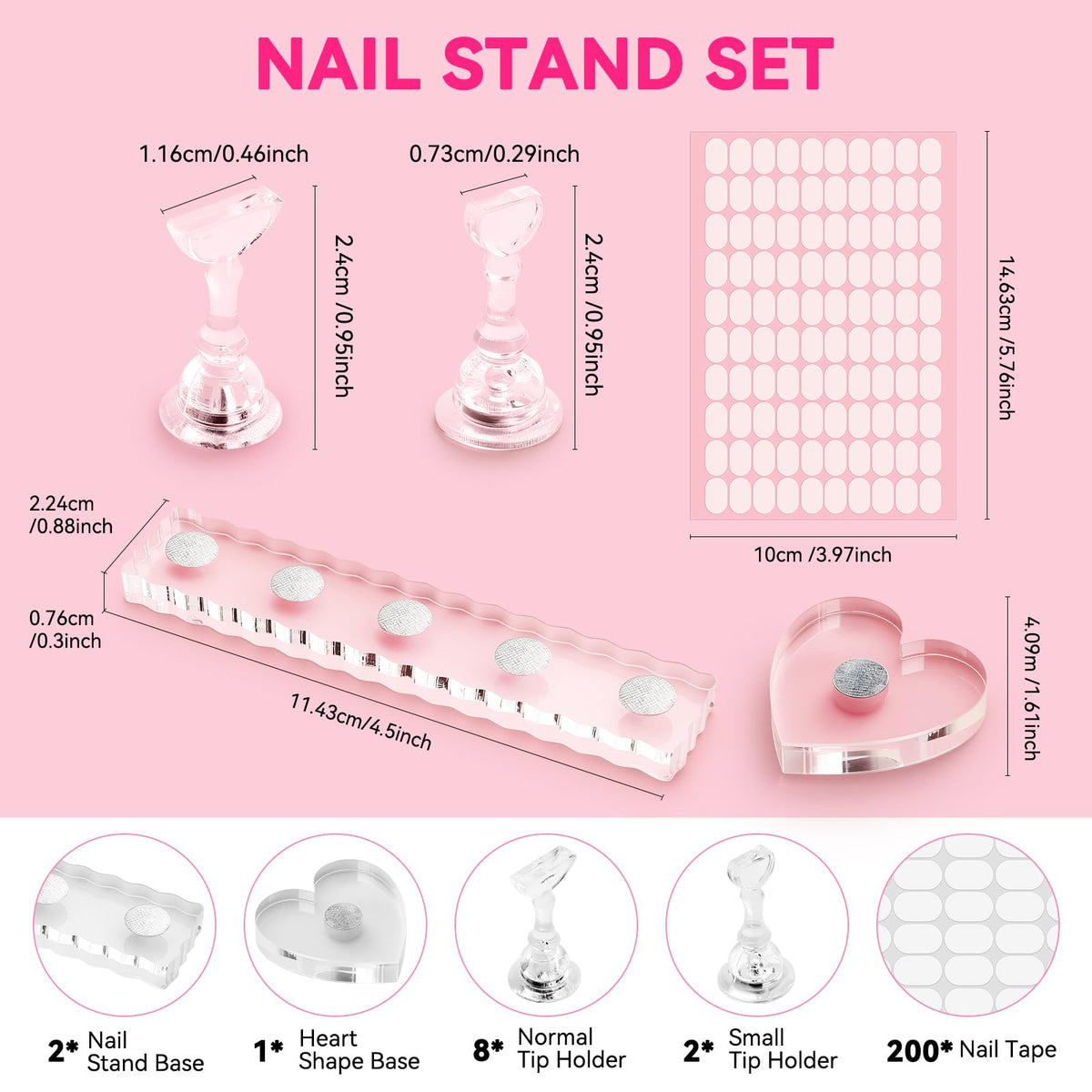 Détails du support d'ongles avec base large pour stabilité