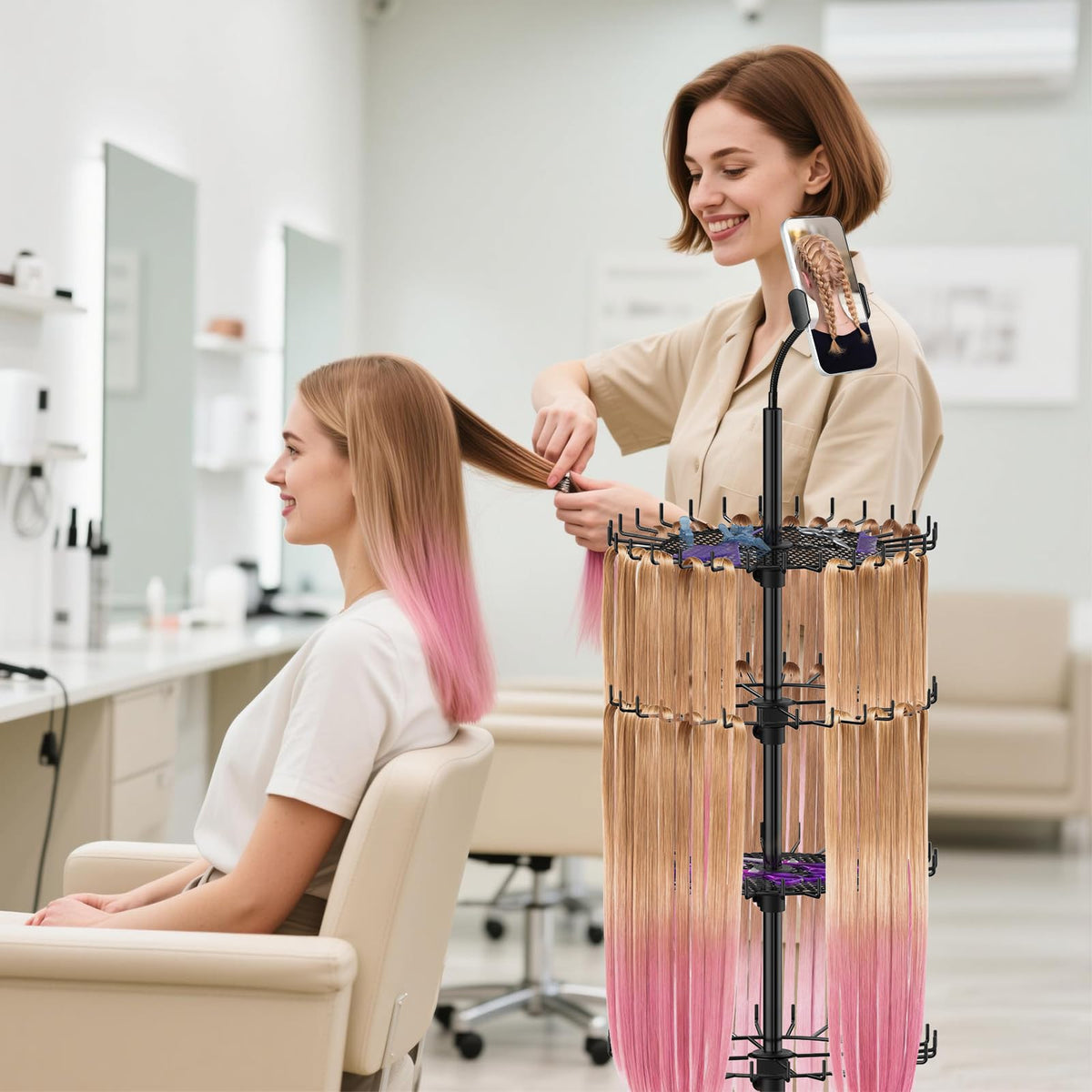 Détails du support de coiffure Qxcynb avec picots pour tresses