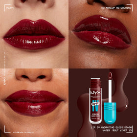 Détails du tube de Lip IV Gloss Hydratant de NYX, couleur Wine