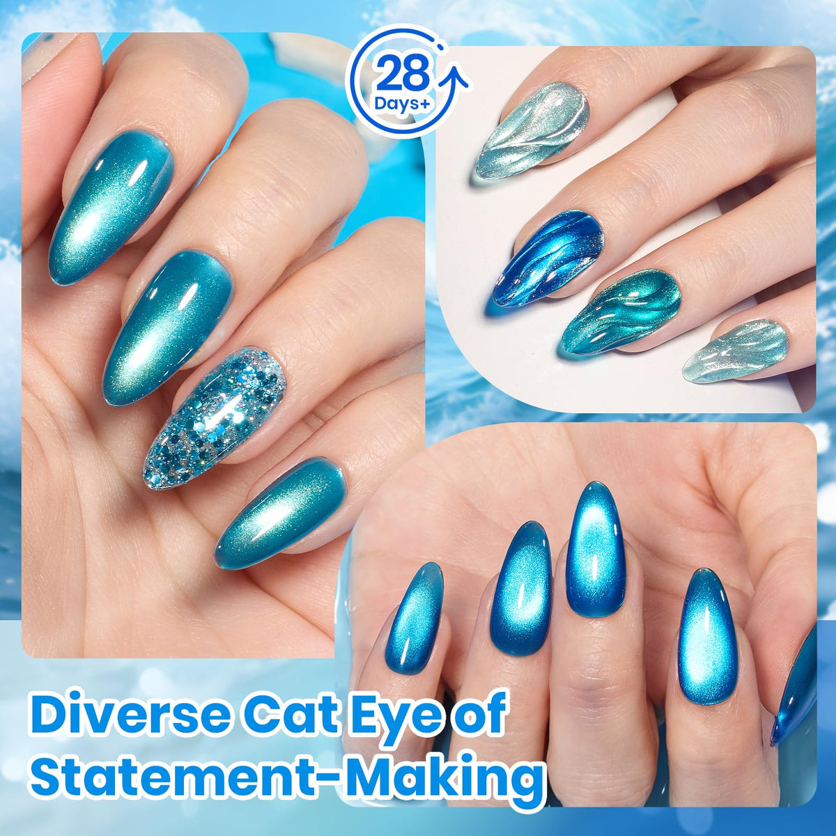 Détails du vernis à ongles gel Cat Eye en application