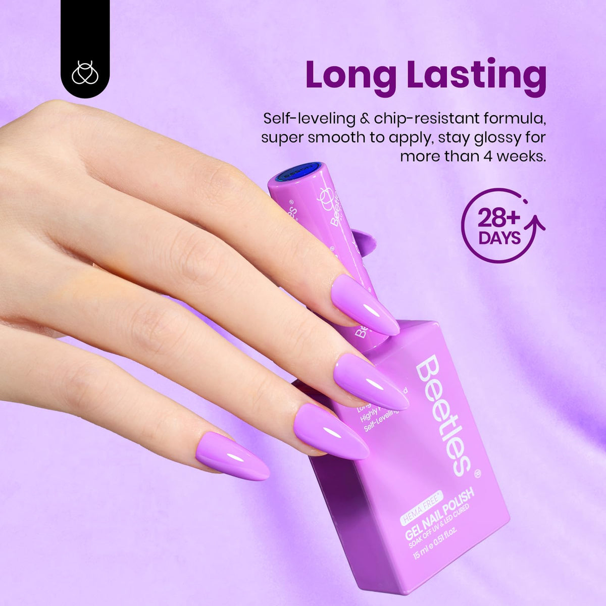 Détails du vernis à ongles HEMA-free Beetles lors de l'application
