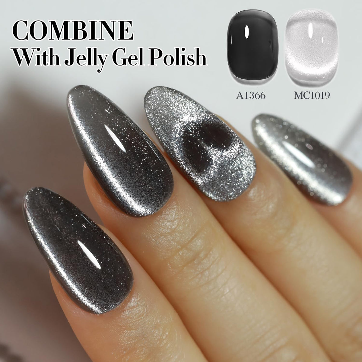 Détails du vernis gel chatoyant Double Rhythm en usage