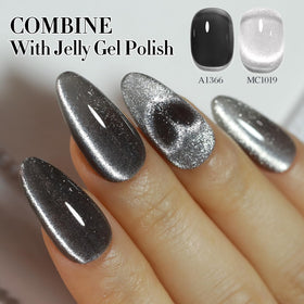 Détails du vernis gel chatoyant Double Rhythm en usage
