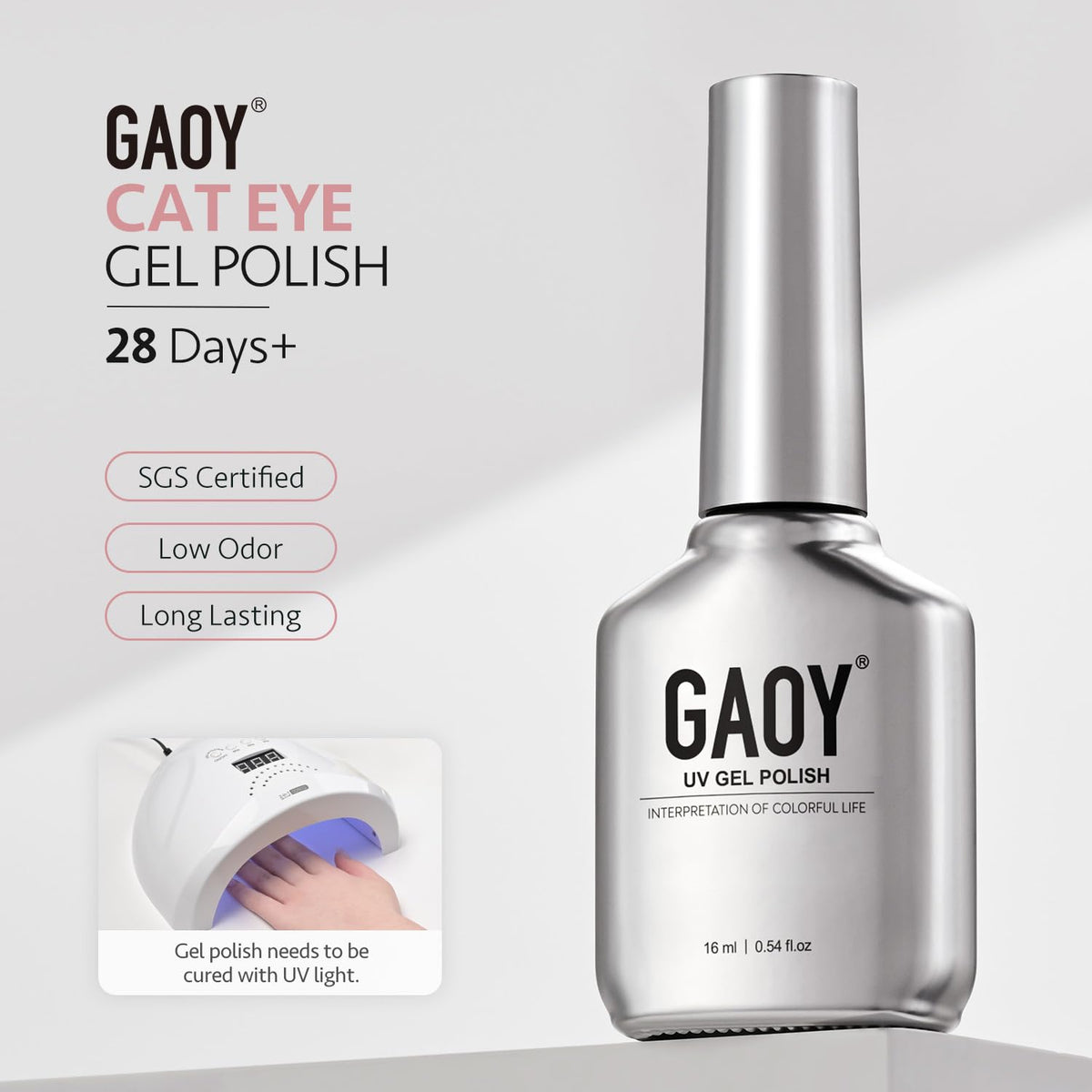 Détails du vernis gel GAOY avec packaging