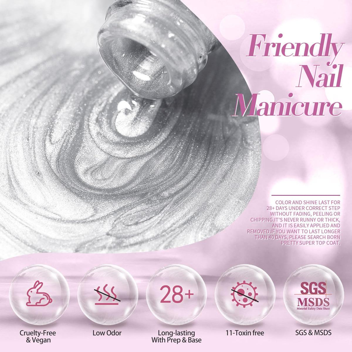 Détails du vernis gel magnétique avec reflets colorés