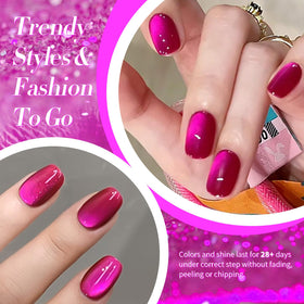Détails du vernis gel magnétique Dragon Fruit sur un fond neutre
