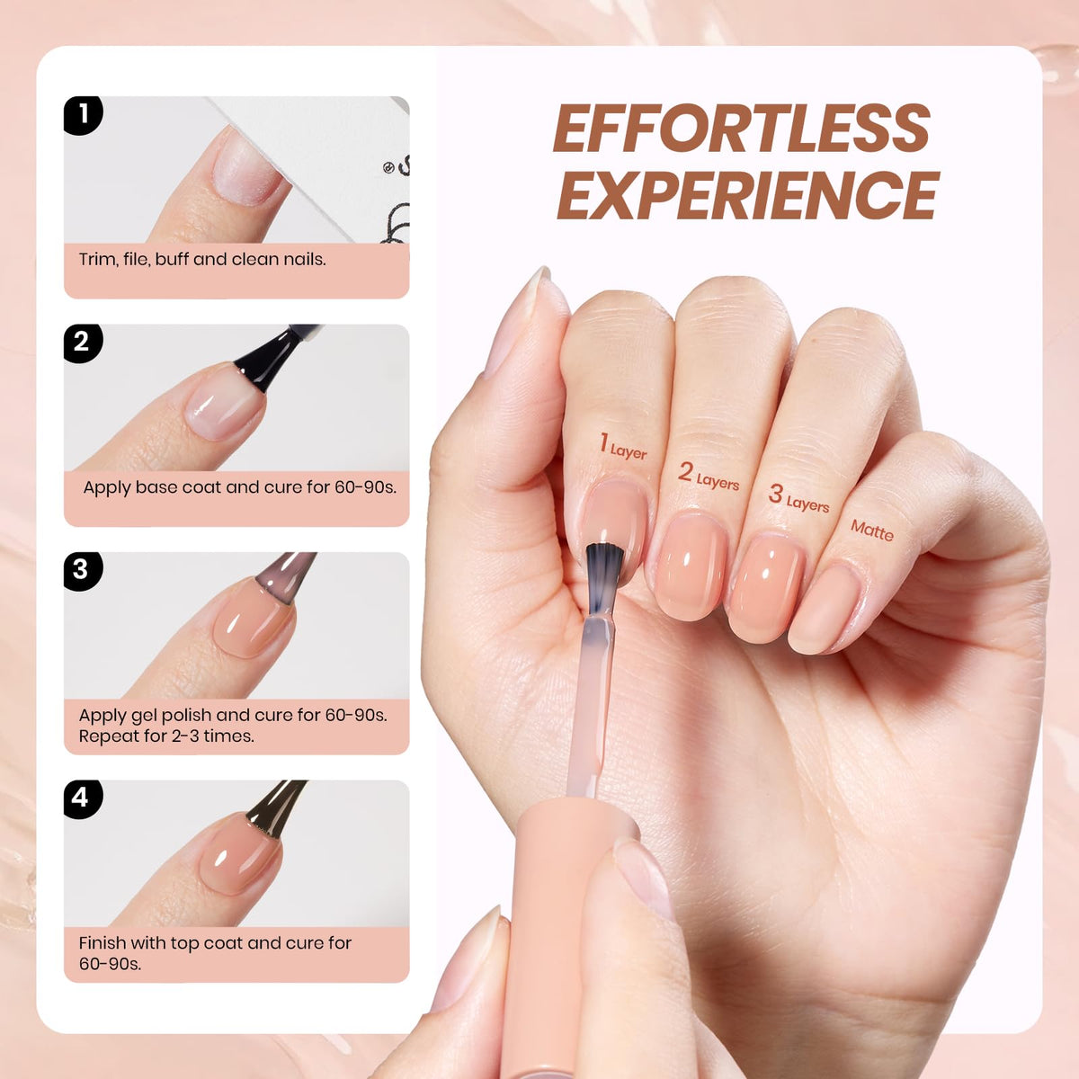 Détails du vernis gel nude brun de beetles