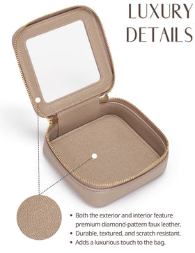 Détails du zip doré de la trousse de maquillage Popvibe