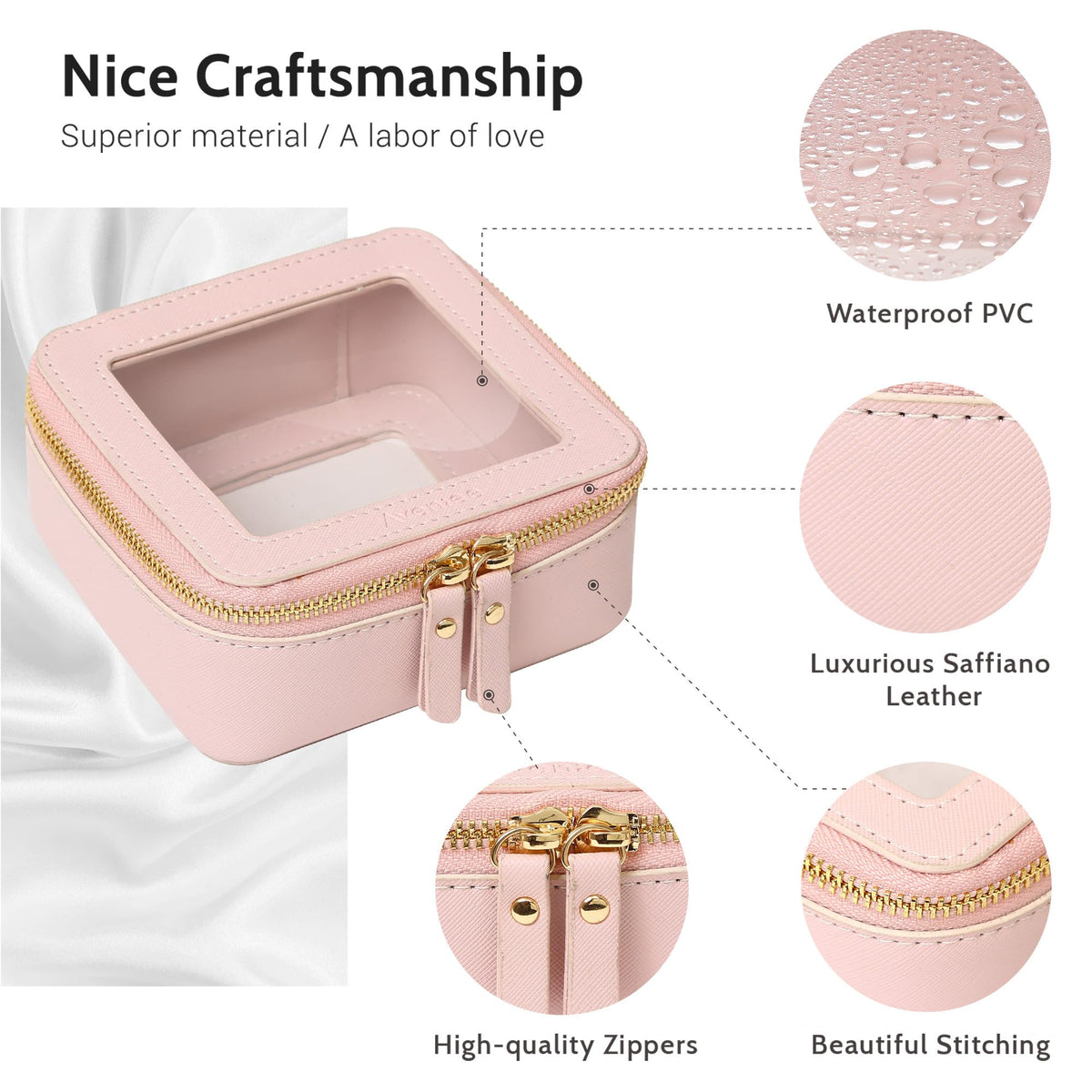 Détails en cuir PU de la trousse à maquillage Aveniee