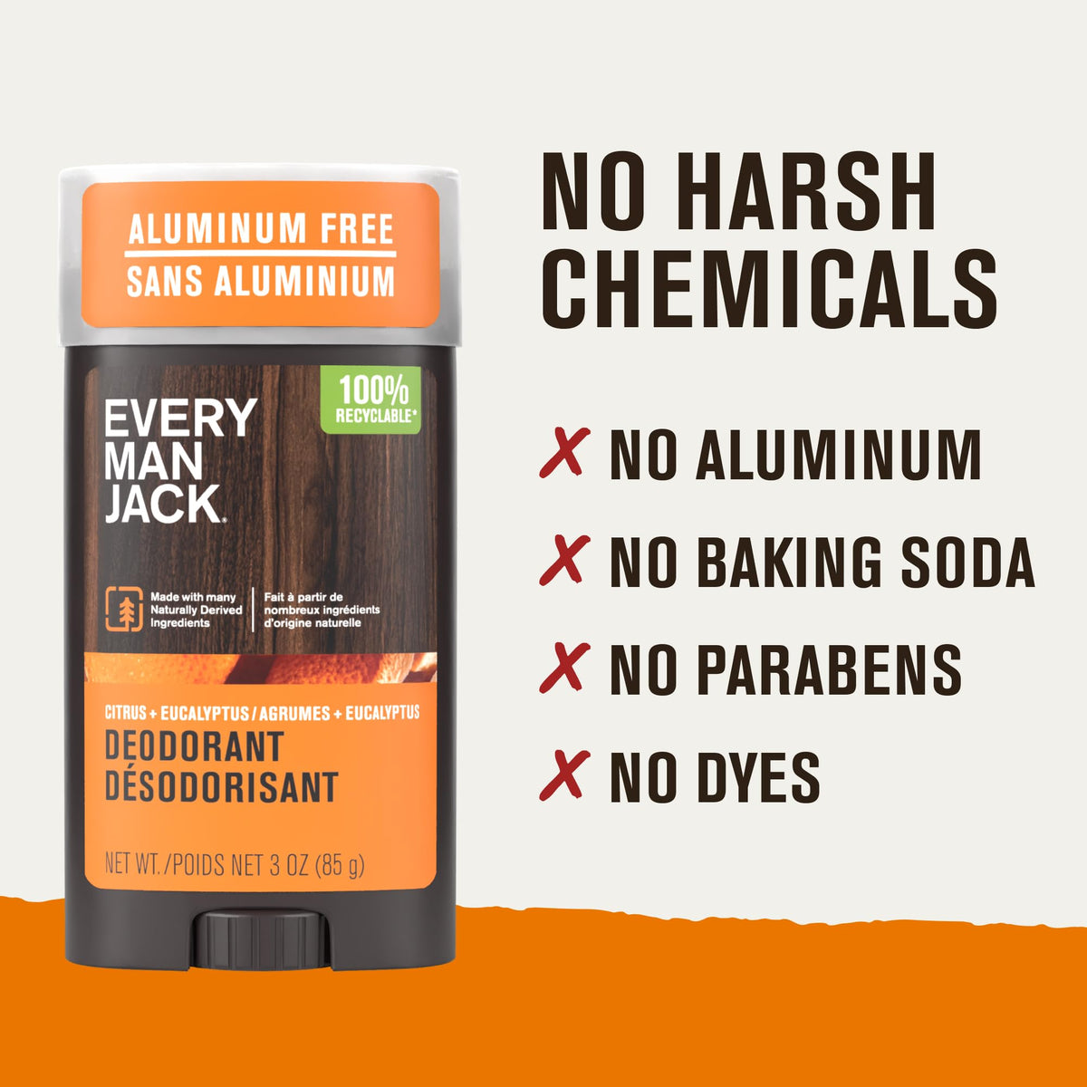 Détails sur l'étiquette du déodorant Every Man Jack