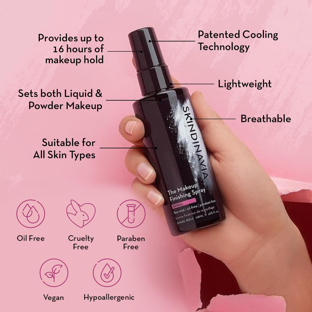 Détails sur le flacon SKINDINAVIA Spray Fixateur Maquillage