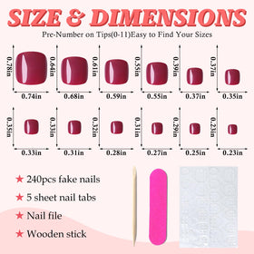 Détails sur les faux ongles de pieds LuckForever en couleur berry