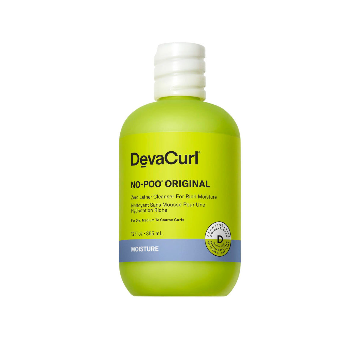 DevaCurl No-Poo Original nettoyant 12 oz bouteille vue de face