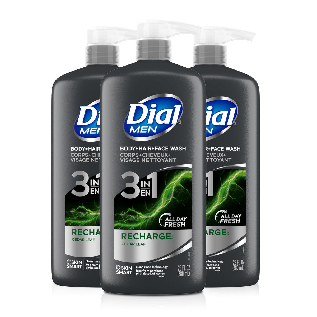 Dial Gel Douche 3-en-1 pour Homme 23 fl oz vue avant avec des bulles