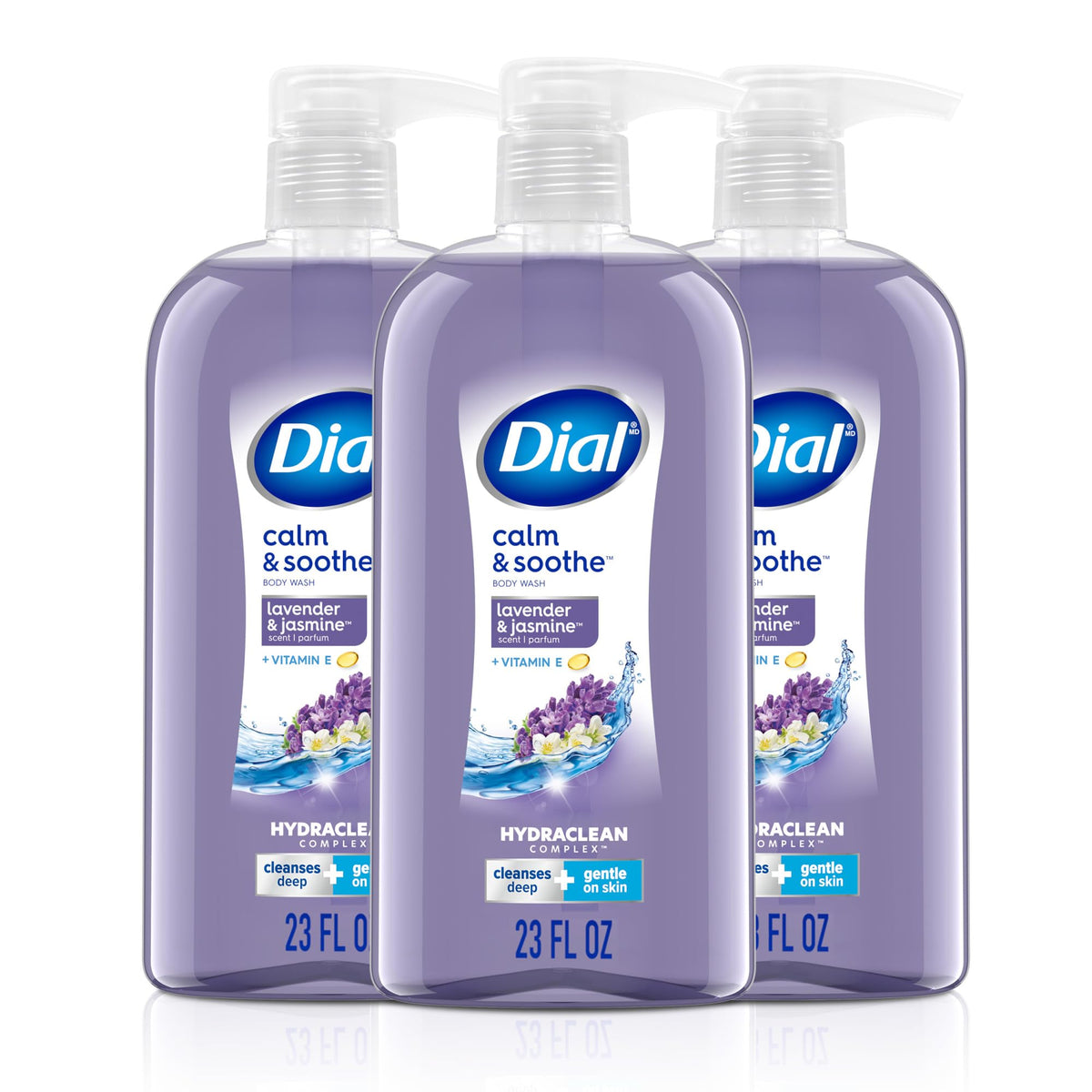 Dial Gel Douche Calm & Soothe Lavande Jasmin 3-Pack vue de face