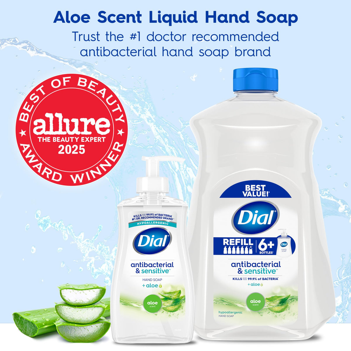 Dial Savon Liquide Antibactérien Parfum Aloe texture mousse