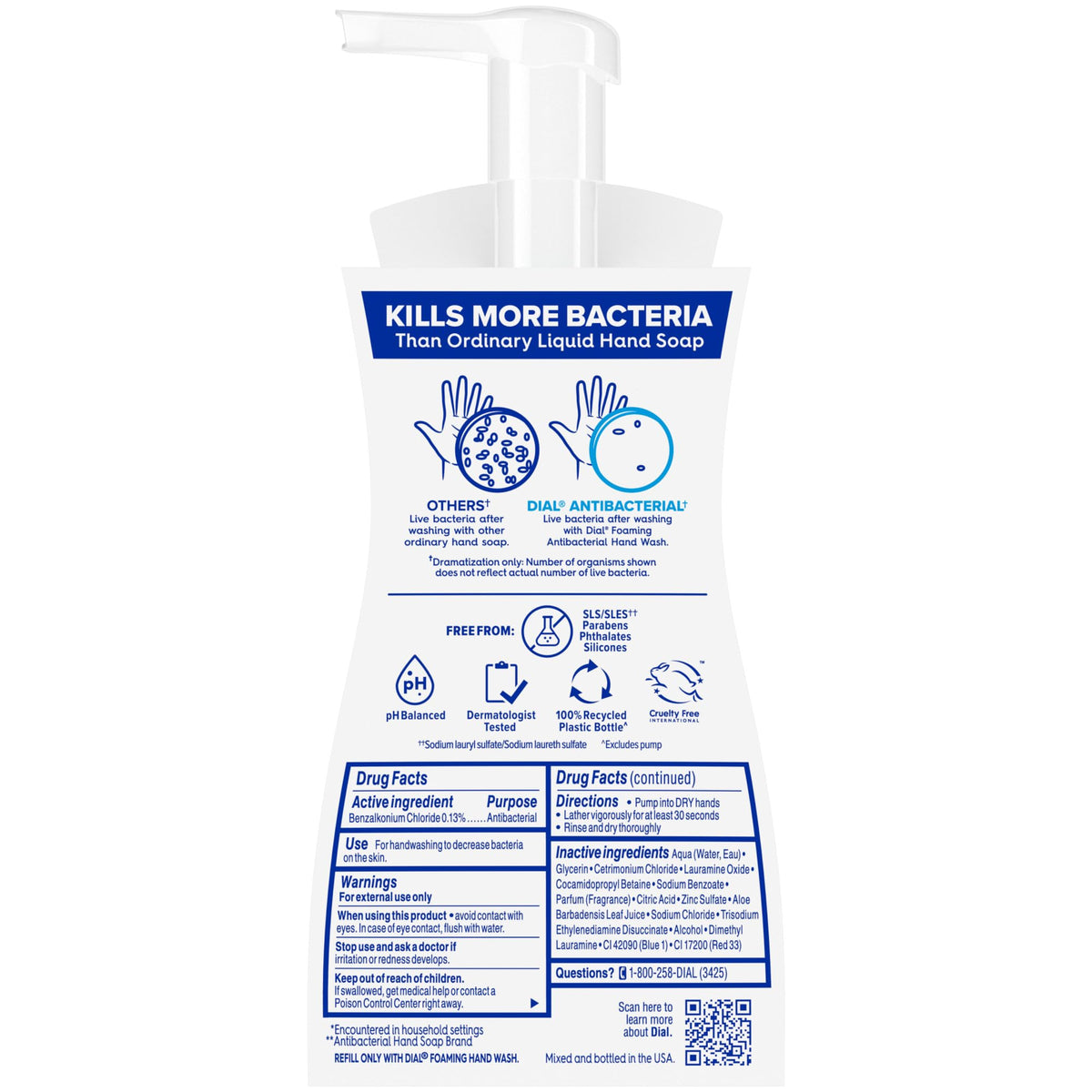 Dial Savon Moussant Antibactérien 7,5 fl oz sur un lavabo