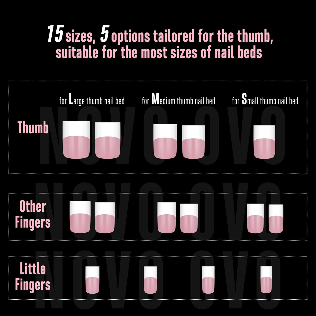 Différentes tailles d'ongles press-on NOVO OVO