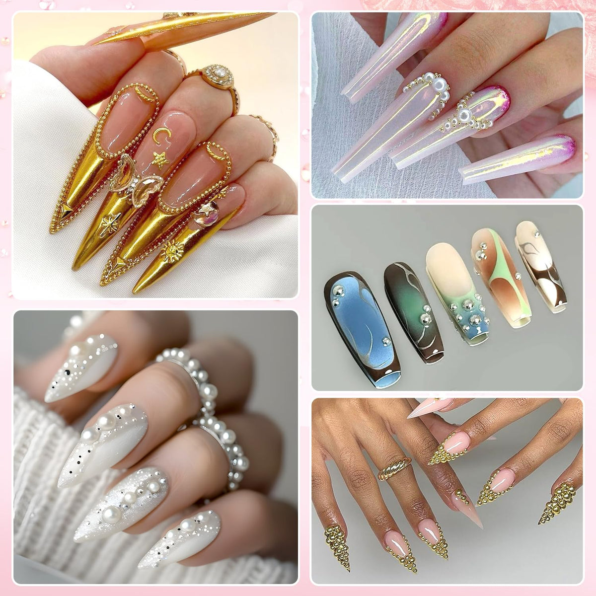 Différentes tailles de perles métalliques et plates du kit BELLEBOOST