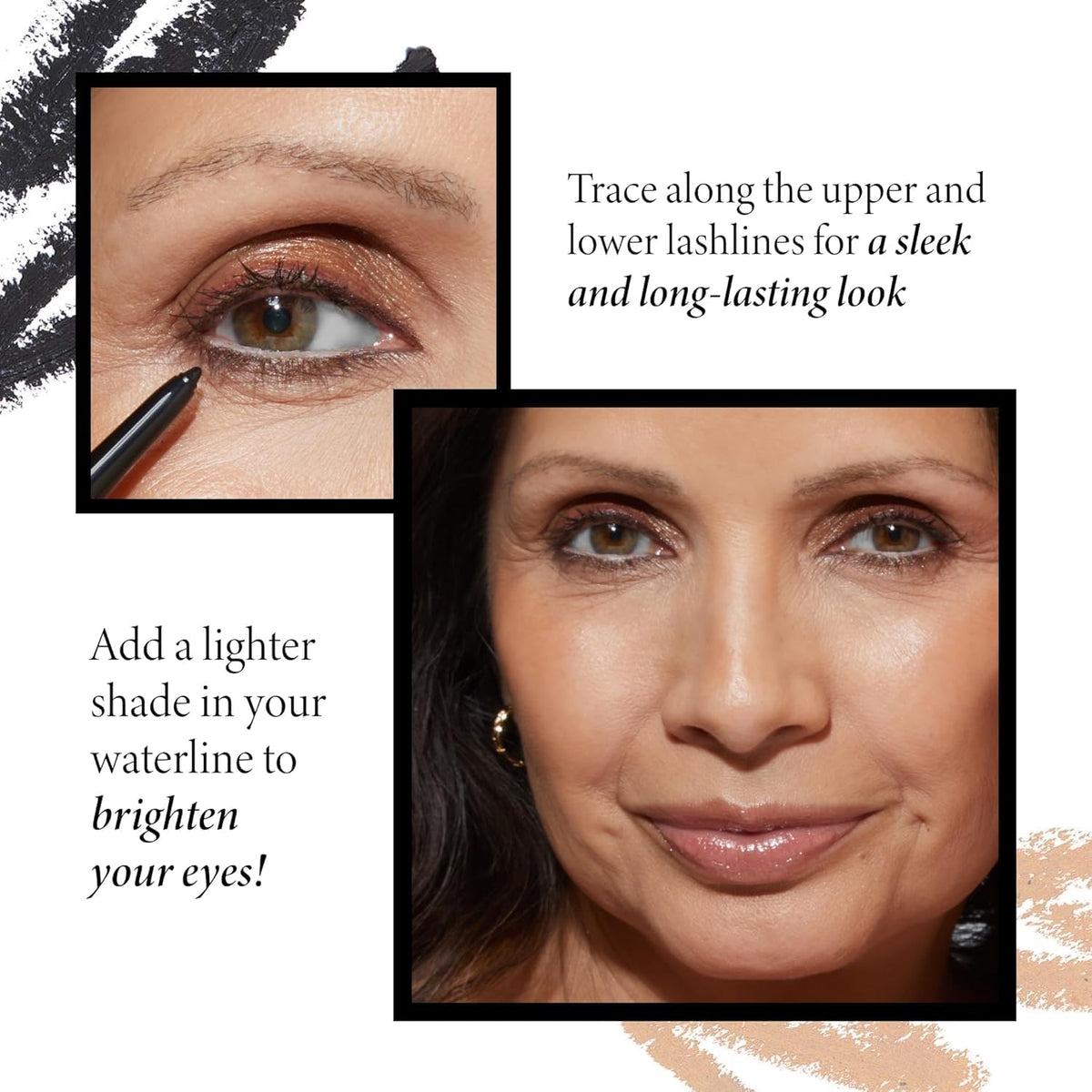 Différentes teintes d'eyeliner gel LAURA GELLER alignées