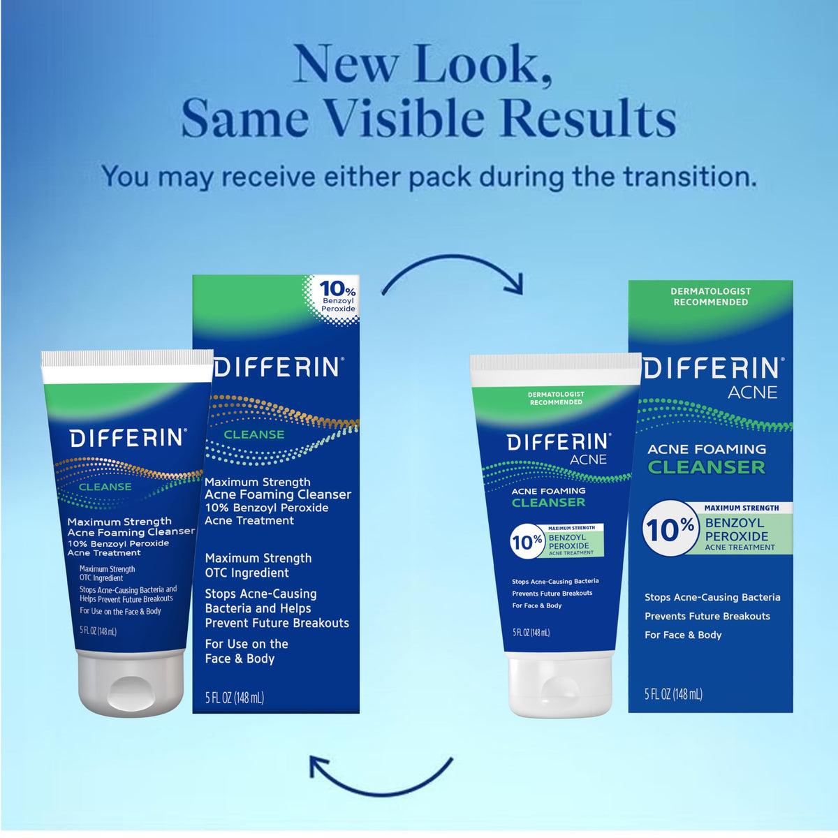Differin nettoyant moussant 191g avec instructions d'utilisation
